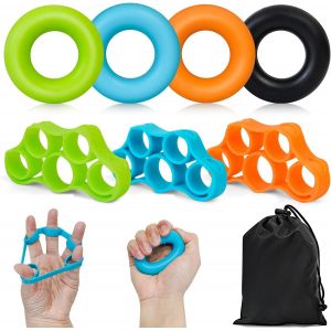 Checarzhn--No1-Lot De 7 Pièces Hand Grip Strengthener, Musculation Main Doigts En Silicone, Hand Grip Musculation, Musculation Avant Bras, Pour Fitness L'escalade Soulagement Du Stress Sport (30/40/5 - Neuf