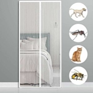 Rideau Magnétique Pour 150x220cm (59x87inch) Moustiquaire De Porte De Rideau Anti-Mouches Pour Couloirs,Portes Pour Porte D'entrée Intérieure/Patio,Blanc - Neuf
