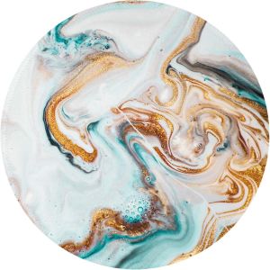 NSIECD-Tapis de Souris Rond, Tapis Souris pour Ordinateur PC Bureau Portable, Étanche Surface Lisse, Base Antidérapante en Caoutchouc, avec Bord Cousu, Or Vert marbré Moderne - Neuf