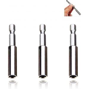Ensemble de 3 porte-forets universels de 60 mm &agrave; queue hexagonale de 1/4"". - Neuf