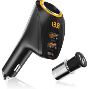 4in1 175w Multi Prise Allume Cigare usb c Chargeur Voiture,Prise usb c+Double Prise usb et Prise Allume Cigare 12v 24v,peut Surveiller la Tension,pour GPS iPhone Chargeur Samsung Charge Rapide - Neuf