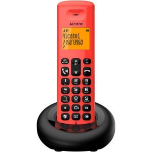 E260 - T&eacute;l&eacute;phone Fixe Sans Fil Dect - Design Compact - Grand &Eacute;cran R&eacute;tro&eacute;clair&eacute; - Mains Libres - Fonction Blocage Des Appels Ind&eacute;sirables - Rouge - Neuf