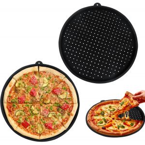 Jexnovashop-Plaque Pizza Four, Plaque De Cuisson Perfor&eacute;e, Plat A Pizza Plaque Four Universelle, Assiette Pizza Barbecue, Rondes Plat A Tarte 33 Cm, Antiadh&eacute;sif Silicone Patisserie Plateau, Noir - Neuf