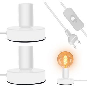 Kal-Lot De 2 Lampes De Table Douille E27 Avec Câble, Douille Avec Interrupteur, Veilleuse Lampe De Chevet Douille E27 Pour Chambre, Salon Et Bureau - Neuf