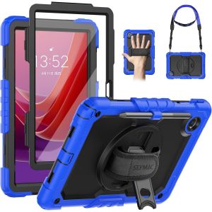 Coque Pour Lenovo Tab M11 2024 (Tb-330fu/Tb-331fc),Coque Antichoc Pour Lenovo Tab M11 Avec Protecteur D'écran,Support Rotatif À 360° Et Dragonne,Bandoulière,Porte-Stylo,Bleu - Neuf