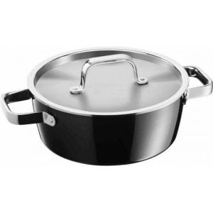 Letnerny-Fusiontec Aromatic Grande Marmite 22 Cm Compatible Induction 3,1 L Couvercle Avec Picots De Condensation, Céramique High-Tech, Empilable, Résistant Aux Rayures, Noir - Neuf
