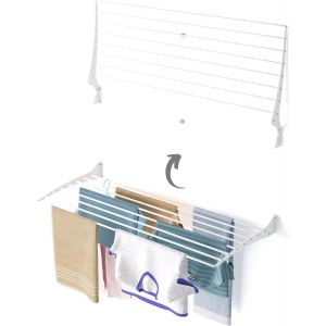 Fold&Eacute;tendoir MuralS&eacute;choir &agrave; Linge Mural en Aluminium et Acierautoportant et Suspendu 116x50x57 cm (1x120 cm) - Neuf