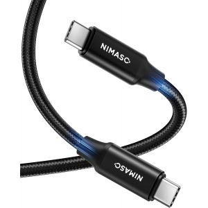 TIANYI-Nimaso C&acirc;ble USB C vers USB C 3.1 Gen 2 10 Gbit/s - Transfert de donn&eacute;es 100 W 20 V/5 A - C&acirc;ble de charge rapide 2 m - Transmission vid&eacute;o 4K @ 60 Hz pour ordinateur portable, Thunderbolt 3, Ma - Neuf
