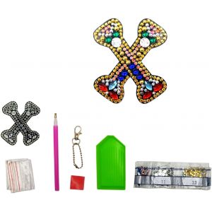 Lettres X Diy Diamant Peinture Porte-Clés Rétro Diamond Painting Porte-Clés Double Face En Acrylique Diy Art Strass Peinture Kits Pour Pendentif Sac Décor Broche - Neuf