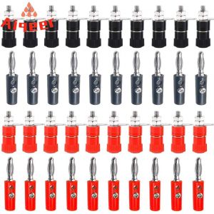 KALANKA-20 Paires 4 mm Banane Connecteur Fiche Prise Set, Plaquée Nickel Banane Fiche et Banane Sécurité Prise, pour Haut-Parleur, Audio/Vidéo Récepteur (Rouge, Noir) - Neuf