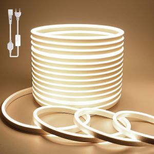 Ruban Led Exterieur 2m Led Lumineuse 220v Led Néon Lumière De Bande 120 Led/M Ip65 Lampe De Flexible Imperméable Découpable Intérieure,Inclus Adaptateur Secteur(Blanc Naturel,2 Mètres) - Neuf