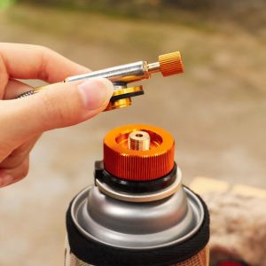 Réchaud à gaz portable de camping en plein air jaune, réchaud à gaz en acier inoxydable, mini réchaud à gaz convertisseur tête de four - Neuf