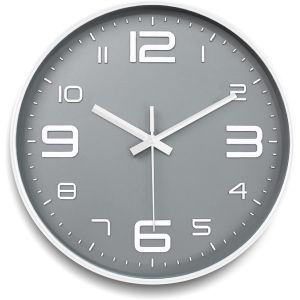 TZF-Horloge Pendule Mural,Horloge Murale Moderne 30cm Horloge Murale Ronde,Horloge Murale Silencieuse Horloge Murale Décorative,Style Moderne pour Maison/Cuisine/Bureau/École -Fonctionne sur Pile - Neuf