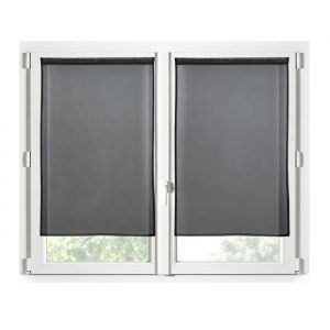 Brise-Bise - Monna - Voile Noir - 70 X 200 Cm - 100% Polyester - Lavable En Machine - Neuf