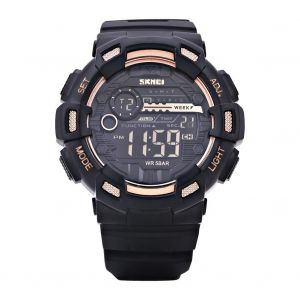 Montre-Bracelet &Eacute;lectronique Num&eacute;rique &Agrave; R&eacute;tro&eacute;clairage Led Montre-Bracelet De Sport &Eacute;tanche Ronde (Or) - Neuf