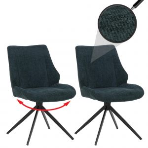 Lot de 2 chaises de salle &agrave; manger HWC-O48, chaise de cuisine, pivotante Auto-Return, tissu/textile chenille (320g/m&sup2;) &Ouml;ko-Texp&eacute;trole-vert - Neuf