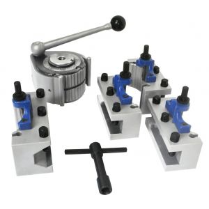 Jeu de 5 pcs tourelle porte-outils &agrave; changement rapide &agrave; 40 positions pour tour &agrave; m&eacute;taux avec un diam&egrave;tre de tournage de 200 &agrave; 400 mm - syst&egrave;me Multif MW-Tech SWHE5 - Neuf