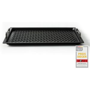 SUBZONAL-Plaque de cuisson Gastronorm GN 1/1 avec grill - Fond , 53x33 cm, 2 cm profondeur, avec poign&eacute;es en acier inoxydable, rev&ecirc;tement anti-adh&eacute;sif Lotan - Non induction, AMZN-KG-25333-G-BBQ - Neuf