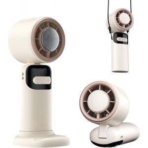 KALANKA-Mini Ventilateur Portable, 3000mAh Mini Ventilateur à Main USB avec 5 Vitesses, Petit Ventilateur de Poche avec Base, Ventilateur de Bureau Pliable pour les voyages Bureau Extérieur - Neuf