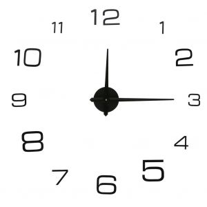 HJLIAN Horloge murale 3D en acrylique a faire soi-meme, autocollante, grande montre murale, decoration moderne pour la maison, le bureau ou la chambre, noire - Neuf