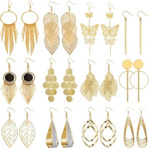 Kal-12paires Boucles D'oreilles Pendantes Pour Femmes Filles Hypoallerg&eacute;niques Lot Boucles D'oreilles Boho Argent Pendantes Boucles D'oreilles Bijoux Fantaisie Femme Or - Neuf
