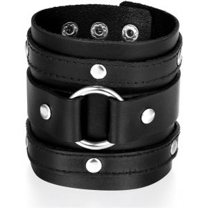 Kal-Large Bracelet Cuir Alliage Composé Rivet Bracelet Manchette Réglable Punk Rock Vintage Couleur Noir/Marron Pour Homme Motard Fantastique Cadeaux Anniversaires Carnival - Neuf