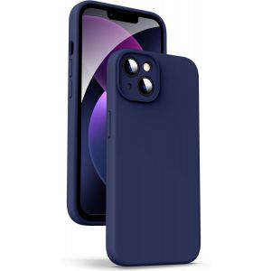 LORANKA-Coque en Silicone Liquide pour iPhone 13, [Protection de la Cam&eacute;ra] [Anti-Empreintes Digitales] [Chargement sans Fil], &Eacute;tui Housse en Microfibre Int&eacute;gr&eacute;e, 6,1"", Bleu Marine - Neuf