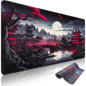 NSIECD-Tapis de Souris XXL 900X400mm Gamer Mouse Pad pour Bureau/Maison Base en Caoutchouc Antid&eacute;rapante Tapis de Bureau &agrave; Bords Cousus Pleine Lune - Neuf