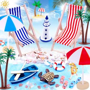 KAL-15 Pièces Paysage De Plage Miniature, Accessoire De Plage Miniature Parasol De Plage, Miniature De Plage Décoration Jouets, Mini Parasol Petit Palmier Pour Bricolage Jardin Bac À Sable Piscine Ca - Neuf