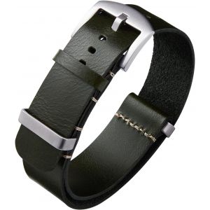 Eryi-Bracelets De Montres En Cuir Remplacement Bracelet Pour Montre En Cuir Huilé Crazy Horse 18mm 19mm 20mm 21mm 22mm 24mm Bracelets En Une Seule Pièce Pour Homme Et Femme Avec Boucle Argent/Noir - Neuf