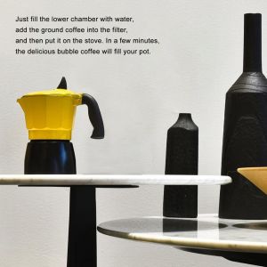 Hjlian Cafetiere Moka 2 Tasses 100 Ml, Valve Unique, En Aluminium, Pour La Maison, L'exterieur, Noir Et Jaune - Neuf