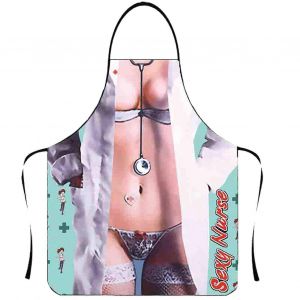 Tablier humoristique, nouveaute, image claire et realiste, sans manches, sangle, impermeable, polyester, homme muscle, tablier de cuisine, fournitures pour la maison - Neuf