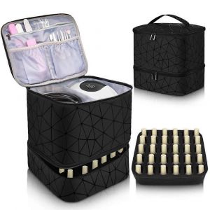 30 grilles organisateur d'ongles trousse de maquillage Cas de manucure cosmétique Professionnel Double couche Design Vernis à ongles Gel Sac à main avec poignée - Neuf