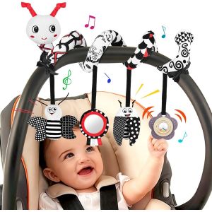 Nouvelhorizonstore-Jouets De Poussette Pour B&eacute;b&eacute; Spirale D'activit&eacute; B&eacute;b&eacute; Jouet Pour Si&egrave;ge Auto B&eacute;b&eacute;s Jouet Suspendu 0-6 Mois - Noire Et Blanche - Jouets Eveil Bebe Pour Si&egrave;ge Auto Cha&icirc;nette De Bercea - Neuf