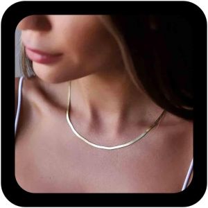 Kal-Punk Snake Chain Collier Or Herringbone Collier Vintage Chaîne Plate Collier Flexible Serpent Os Collier Chaîne Bijoux Pour Femmes Et Filles - Neuf