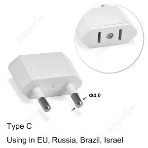 Adaptateur de prise US vers EU,prise de voyage,prise 2 broches,convertisseur de puissance deC,prise électrique,Japon,chinois,américain,euro,européen -EU Plug-Blanc 4.0mm-A - Neuf