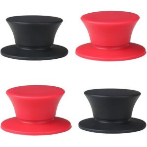 Kalanka-Lot De 4 Boutons De Couvercle De Casserole En Silicone Sans Bpa Et Résistants À La Chaleur Universels Pour Mijoteuses, Poêles, Ustensiles De Cuisine (Noir Et Rouge) - Neuf