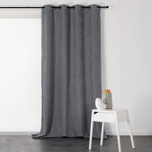 Rideau &Agrave; Oeillets Isolant Et D&eacute;perlant Effet Velours - Neuf