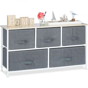 Relaxdays - Meuble Rangement 5 Tiroirs Tissu Commode &eacute;tag&egrave;re Tiroir Tissu Hxlxp: 54,5 X 100 X 30, Gris - Neuf