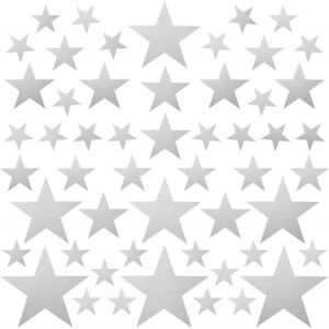 Trahoo-Set De 54 Stickers Muraux Enfants Étoiles - Autocollants Décoration Murale Chambre Bébé - Facile À Poser Argent - Neuf