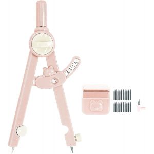 ERYI-2-En-1 Compas-Règle, Compas Scolaire De Précision, 1-13 Cm Avec Règlement De Rayon, Protection Des Pointes De Compas, Pour La Menuiserie, Les Étudiants Et La Création Artistique (Rose) - Neuf