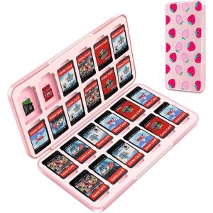 Eryi-Mignon Rose Boite De Rangement Jeux Switch Pour Nintendo Switch,Étui De Rangement Pour Carte De Jeu Portable Avec 24 Emplacements Pour Cartes De Jeu Et 24 Emplacements Our Cartes Micro Sd - Neuf