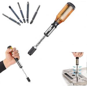 Tournevis à cliquet Push-Pull Set de 5 têtes remplaçables pour l'entretien des meubles - Neuf