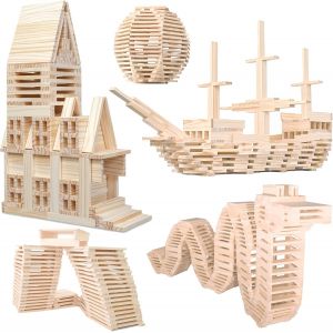 ChenQuanSarl-Briques De Construction En Bois - Jouet Sensoriel Pour Enfants - Kit De Jeu Montessori Stèm Avec Bois De Pin Naturel - Formes Créatives Pour L'Apprentis Préscolaire Éducatif - Jeu D'Empi - Neuf