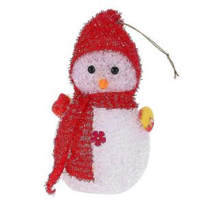 Grand bonhomme de neige style veilleuse color&eacute;e lampe led pour la d&eacute;coration de No&euml;l &agrave; la maison chapeau rouge - Neuf