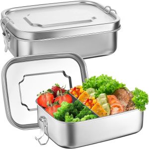 Tiggy Grey Lunch Box Couleur Gris 750 Ml Lunch To Go 2 Compartiments Pot De Yaourt Plastique Durable Sans Bpa Micro-Ondes Cong&eacute;lateur Lave-Vaisselle - Neuf