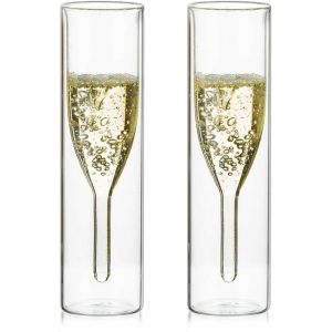 Verres &Agrave; Fl&ucirc;te &Agrave; Champagne En Cristal &Agrave; Double Paroi,Classics Tulip Goblet,Tasses En Verre Transparent,Verres Souffl&eacute;s &Agrave; La Bouche Pour Mariages,F&ecirc;tes, - Neuf