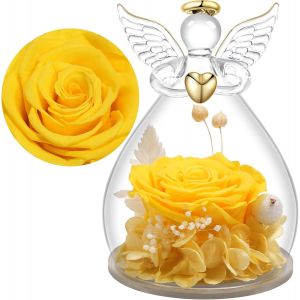 Rose Eternelle Cadeau Maman Noel,Ange Gardien en Verre avec Fleur Eternelle Cadeau Noel Femme Mamie Amie Anniversaire No&euml;l Saint Valentin Femme F&ecirc;te des M&egrave;res - Neuf