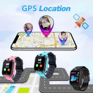 GPS Montre Connect&eacute;e Enfant,Montre GPS Enfant Gar&ccedil;ons Filles avec Appel Vid&eacute;o Chat Familial SOS T&eacute;l&eacute;phone Etanche Jeux R&eacute;veil Mode Classe IP68, Montre Intelligente Enfants Cadeau pour 4-12 Ans (Noir) - Neuf