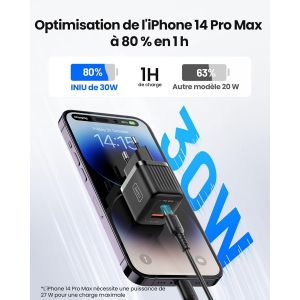 Chargeur Usb C, Rapide 30w [2-Port/Usb C+Usb A] Type C Charger Alimentation Adaptateur Prise Secteur Pour Iphone 15 14 13 12 Pro Max Ipad Samsung Galaxy S22 S21 S20 Google Pixel 7 Tablet Laptop - Neuf